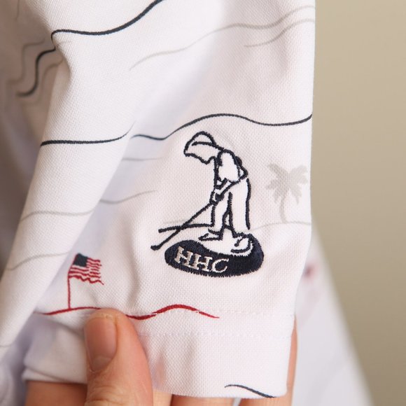 Travis Mathew Men's red, white and blue 4th of July golf s/s polo shirt Medium M - Picture 4 of 7